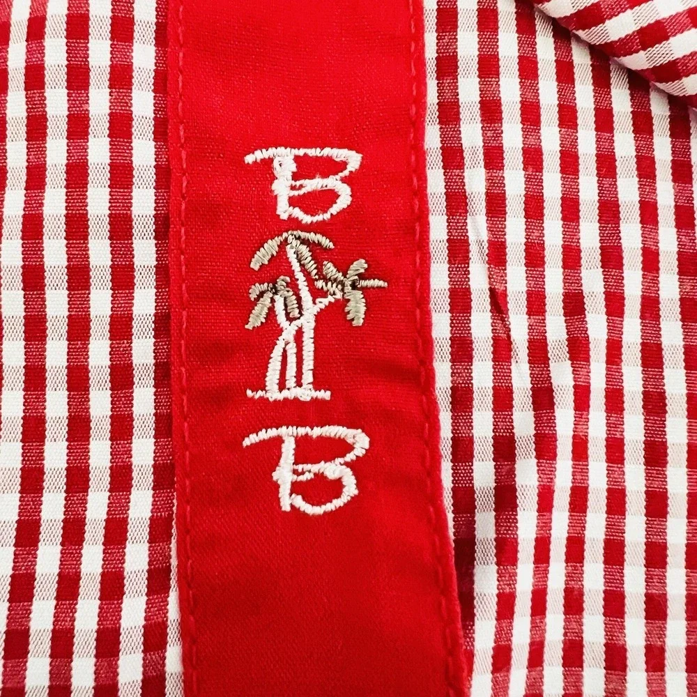 Bohio Men's Shirt Size 1X Short Sleeve Button Up Red/White Gingham Pattern NWT